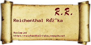 Reichenthal Réka névjegykártya
